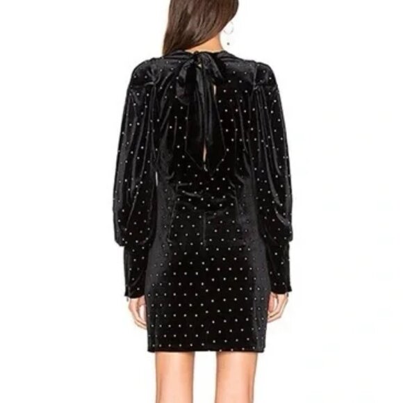 Rebecca Minkoff Black Gwen Rhinestone Studded Velvet Dress Size 2 NWT - Picture 6 of 8